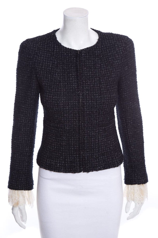 Chanel Navy Fantasy Tweed Jacket SZ 36