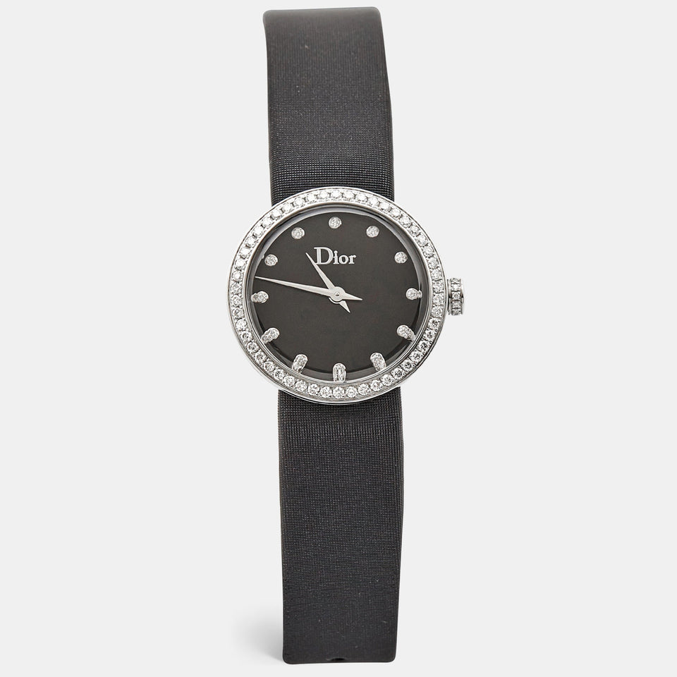 Dior Black Stainless Steel Diamond Satin La D De Dior Cd043114A002 Women Wristwatch 25 Mm