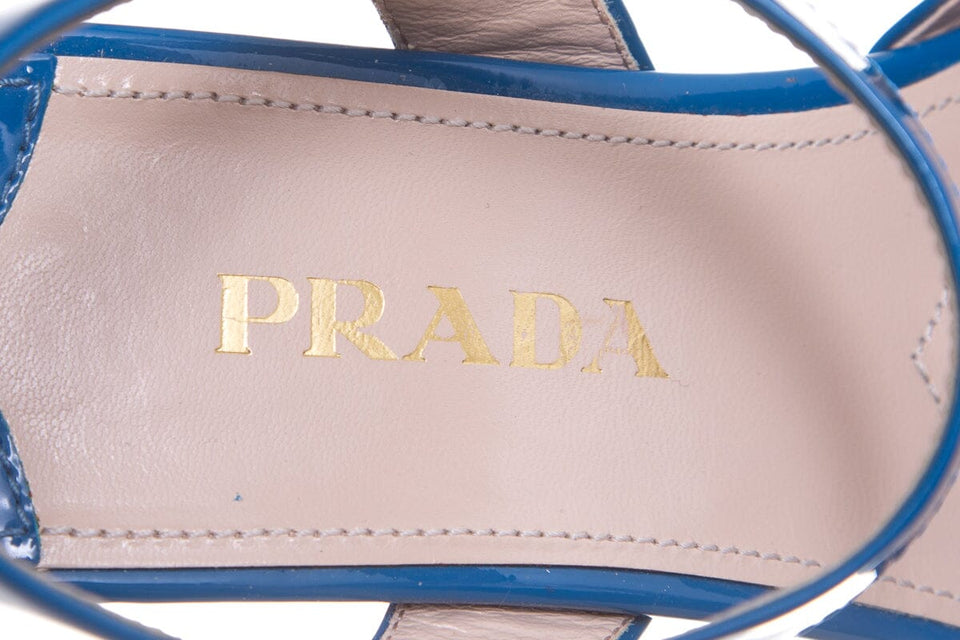 Prada Electric Blue Cork Wedge SZ 36