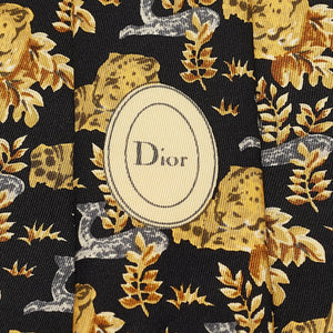 Christian Dior Monsieur Black/yellow Printed Silk Traditional Tie