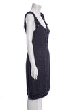 Chanel Navy Tweed Sleeveless Knee Length Dress SZ 40