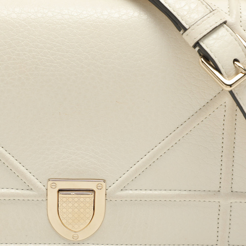 Dior White Leather Small Diorama Shoulder Bag