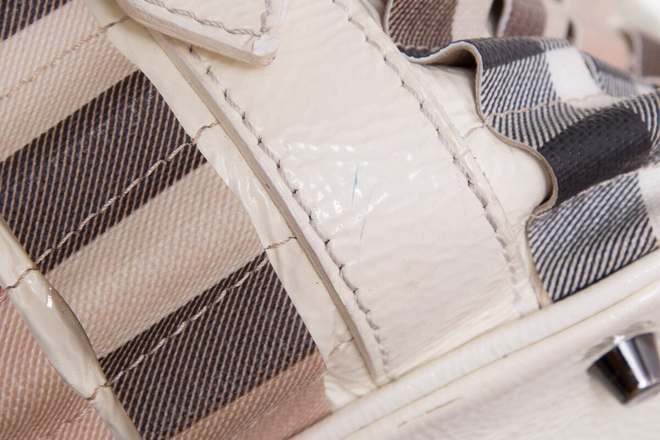 Burberry Cream Patent Leather Cartridge Novacheck Satchel