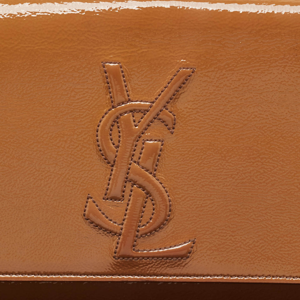 Saint Laurent Beige Patent Leather Belle De Jour Clutch