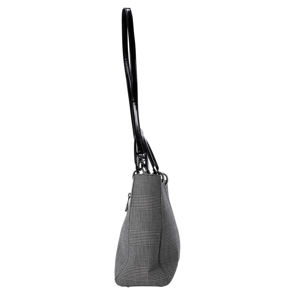 Dior Large Lady Dior Houndstooth Print Hand Bag in Canvas