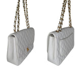 Chanel bags Vintage Classic Quilted Caviar Single White Jumbo Flap