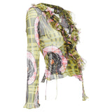 Christian Dior Galliano Vintage Silk Ruffle Wrap Blouse