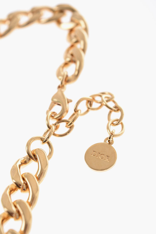 Dior Golden-Effect Chain Necklace With Maxi Cd Monogram