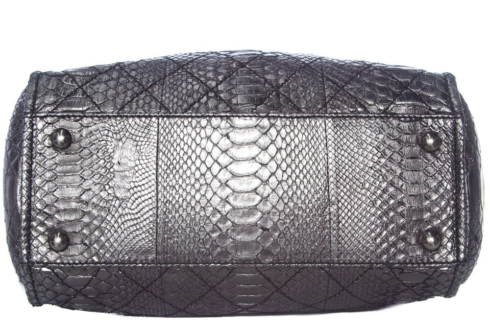 Chanel Gunmetal Python Bowler RHW Handbag