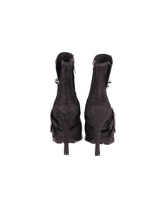 Dior Spy Button High Heel Ankle Boots in Black Leather