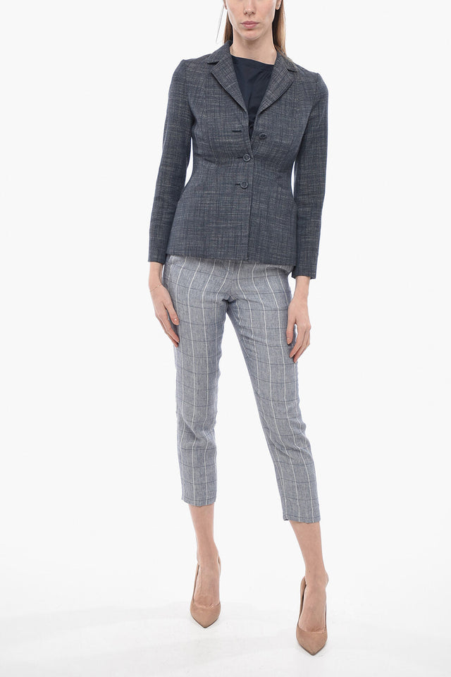 Dior Denim Effect Slim Fit Blazer with Covered Buttons