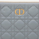 Dior Dust Blue Quilted Leather Caro Wristlet Clutch