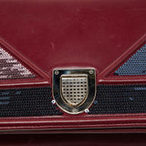 Dior Burgundy Leather And Sequins Medium Diorama Shoulder Bag