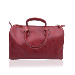 CHRISTIAN DIOR Vintage Red Monogram Duffle Duffel Boston Bag