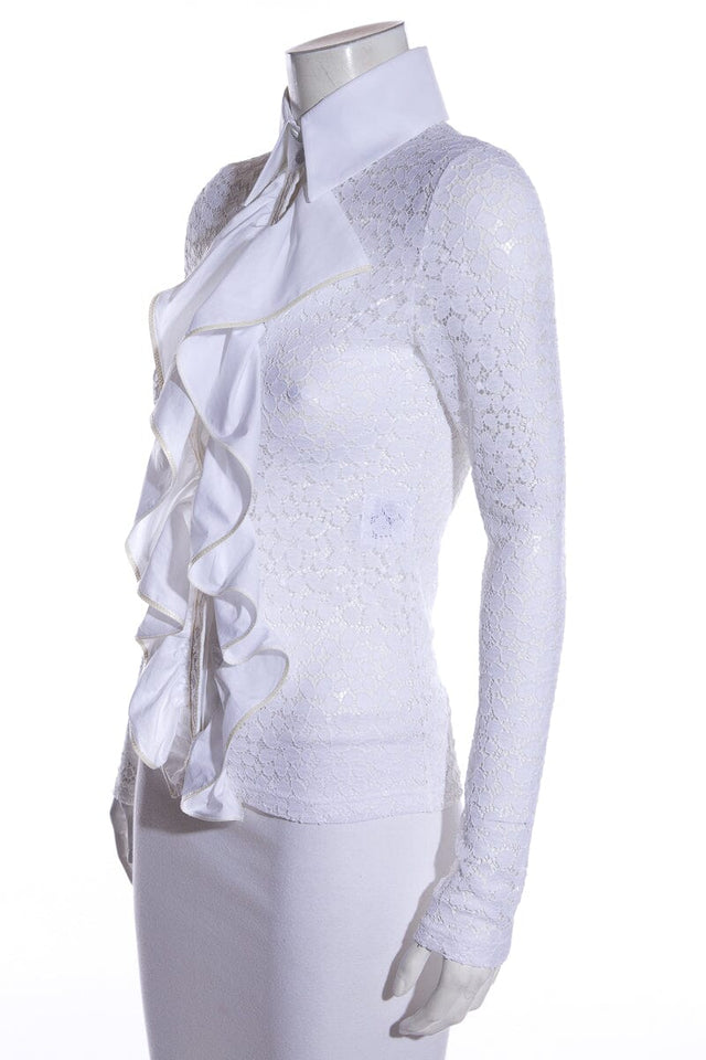 Chanel White Lace Blouse SZ 36