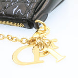 CHRISTIAN DIOR Chain Lady Dior Accessory Pouch Enamel Black  am427b