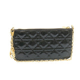 CHRISTIAN DIOR Chain Lady Dior Accessory Pouch Enamel Black  am427b