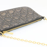 CHRISTIAN DIOR Chain Lady Dior Accessory Pouch Enamel Black  am427b