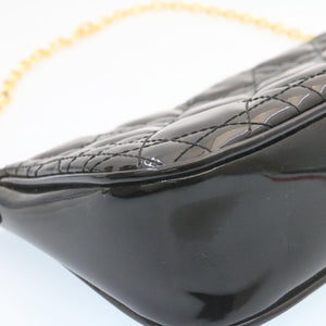 CHRISTIAN DIOR Chain Lady Dior Accessory Pouch Enamel Black  am427b