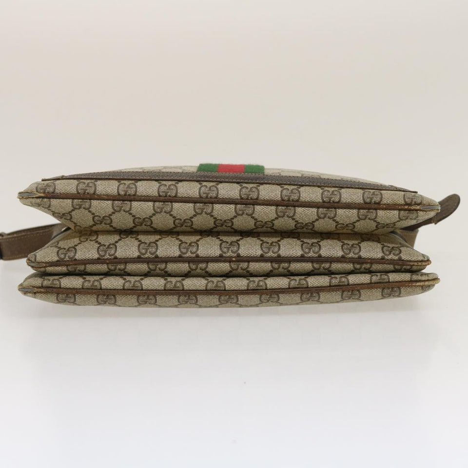 GUCCI Web Sherry Line GG Canvas Shoulder Bag Beige Red Green  bs1024