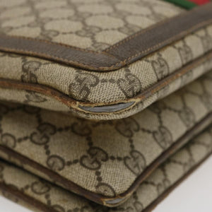 GUCCI Web Sherry Line GG Canvas Shoulder Bag Beige Red Green  bs1024
