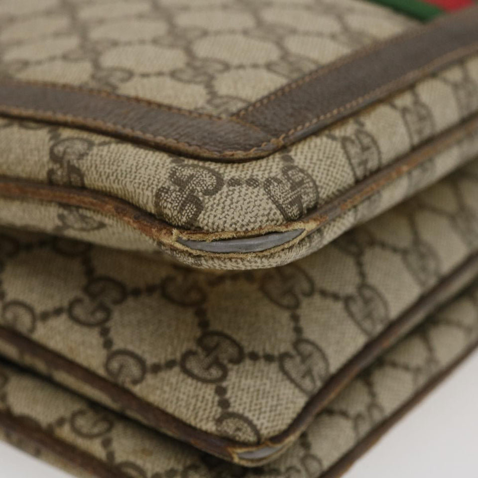 GUCCI Web Sherry Line GG Canvas Shoulder Bag Beige Red Green  bs1024
