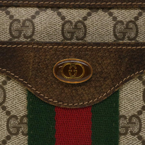 GUCCI Web Sherry Line GG Canvas Shoulder Bag Beige Red Green  bs1024