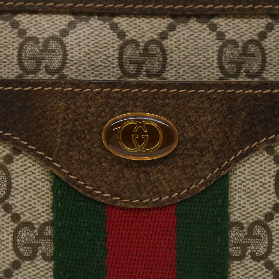 GUCCI Web Sherry Line GG Canvas Shoulder Bag Beige Red Green  bs1024