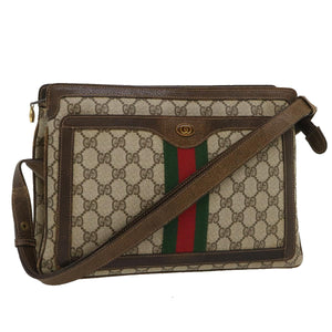 GUCCI Web Sherry Line GG Canvas Shoulder Bag Beige Red Green  bs1024