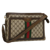 GUCCI Web Sherry Line GG Canvas Shoulder Bag Beige Red Green  bs1024