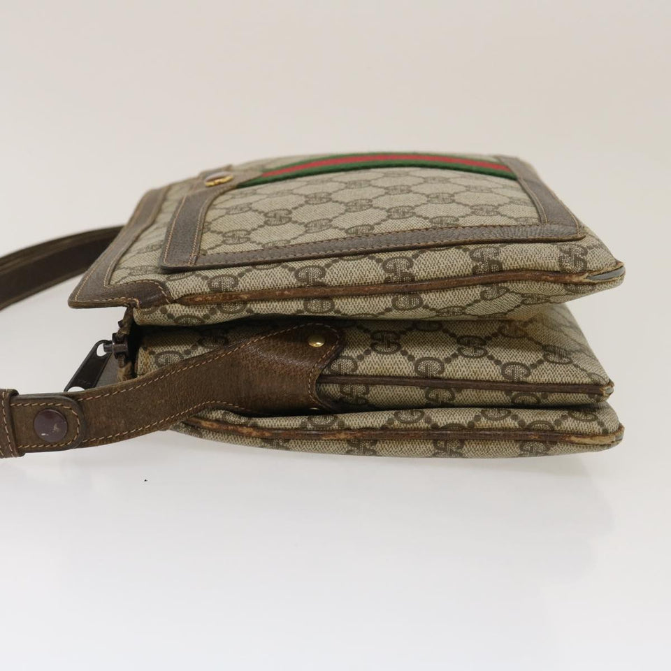 GUCCI Web Sherry Line GG Canvas Shoulder Bag Beige Red Green  bs1024