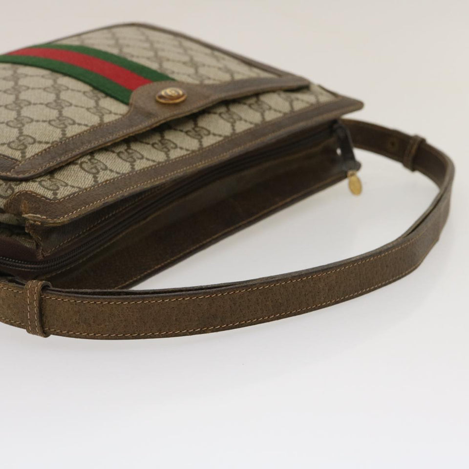 GUCCI Web Sherry Line GG Canvas Shoulder Bag Beige Red Green  bs1024