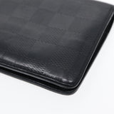 LOUIS VUITTON Damier Infini Portefeuille Brazza Wallet Black N63010 Auth bs17104