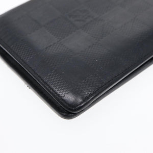 LOUIS VUITTON Damier Infini Portefeuille Brazza Wallet Black N63010 Auth bs17104