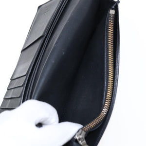 LOUIS VUITTON Damier Infini Portefeuille Brazza Wallet Black N63010 Auth bs17104