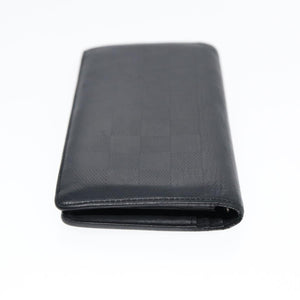 LOUIS VUITTON Damier Infini Portefeuille Brazza Wallet Black N63010 Auth bs17104