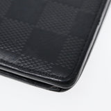 LOUIS VUITTON Damier Infini Portefeuille Brazza Wallet Black N63010 Auth bs17104