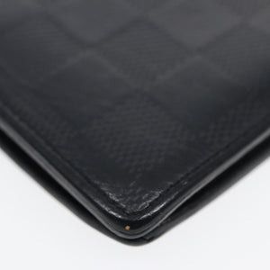 LOUIS VUITTON Damier Infini Portefeuille Brazza Wallet Black N63010 Auth bs17104