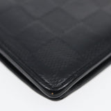 LOUIS VUITTON Damier Infini Portefeuille Brazza Wallet Black N63010 Auth bs17104