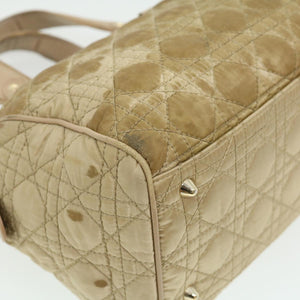 CHRISTIAN DIOR Canage Lady Dior Hand Bag Nylon Beige  bs2219