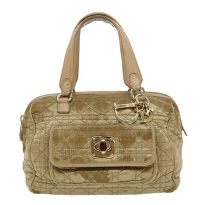 CHRISTIAN DIOR Canage Lady Dior Hand Bag Nylon Beige  bs2219