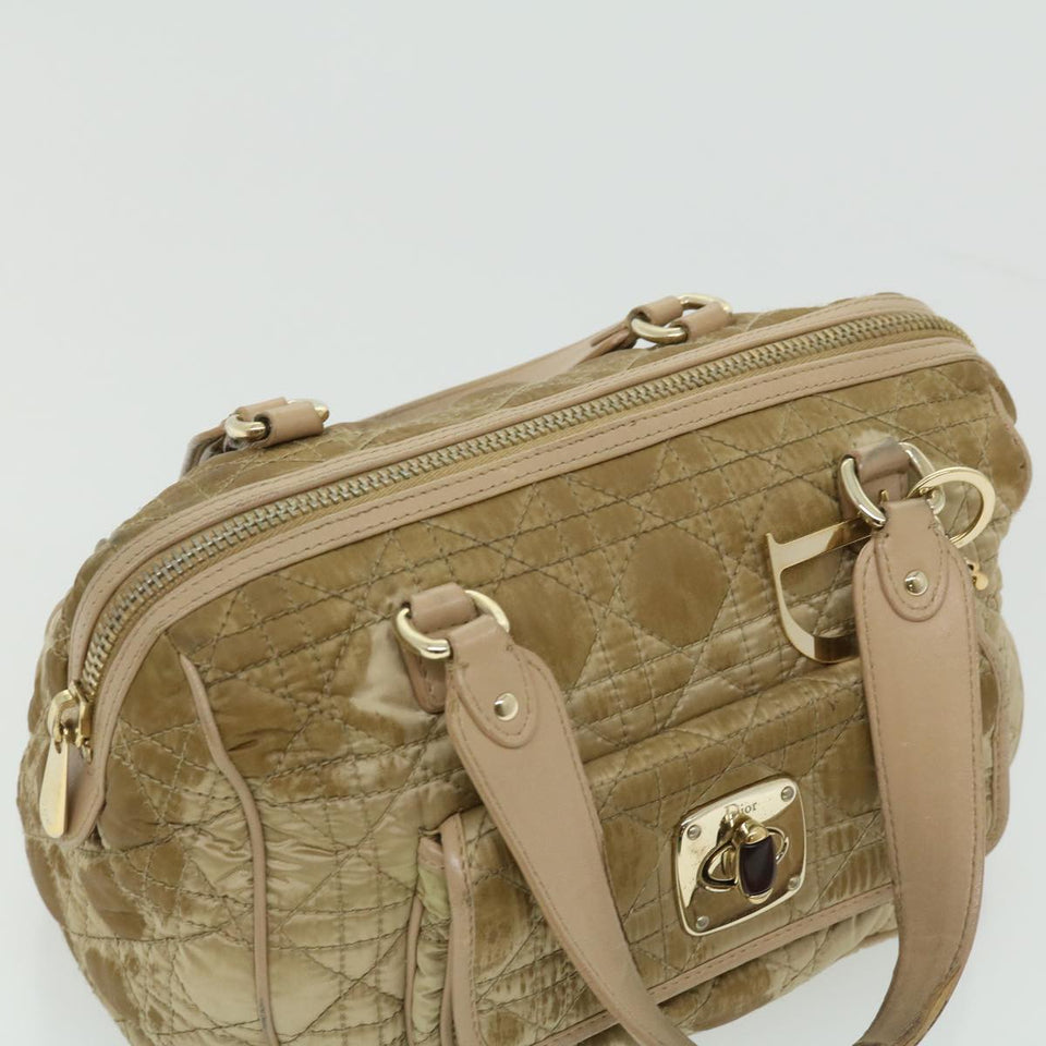 CHRISTIAN DIOR Canage Lady Dior Hand Bag Nylon Beige  bs2219