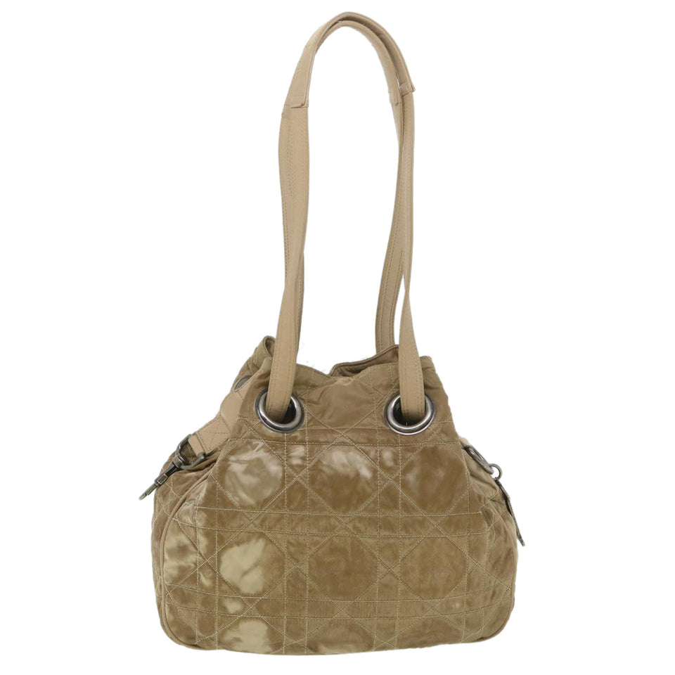 CHRISTIAN DIOR Lady Dior Canage Shoulder Bag Nylon Beige 03-BM-0027  bs4473