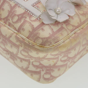 CHRISTIAN DIOR Trotter Canvas Flower Shoulder Bag Pink  bs4587