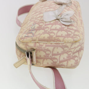 CHRISTIAN DIOR Trotter Canvas Flower Shoulder Bag Pink  bs4587