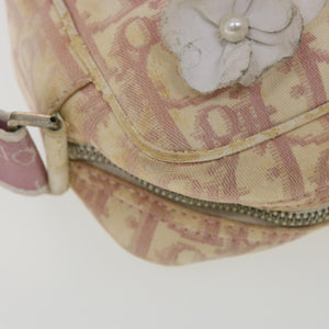 CHRISTIAN DIOR Trotter Canvas Flower Shoulder Bag Pink  bs4587