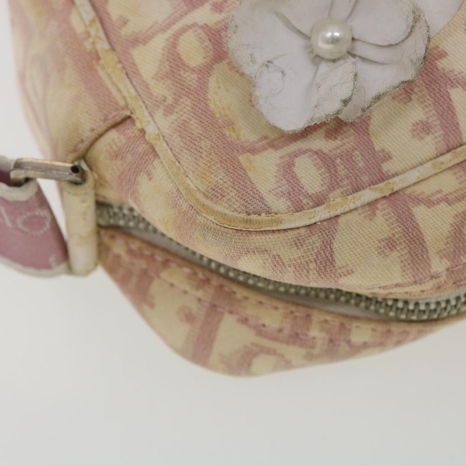 CHRISTIAN DIOR Trotter Canvas Flower Shoulder Bag Pink  bs4587