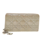 CHRISTIAN DIOR Lady Dior Wallet Patent leather Beige 02-LU-0172  bs4860