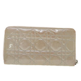 CHRISTIAN DIOR Lady Dior Wallet Patent leather Beige 02-LU-0172  bs4860