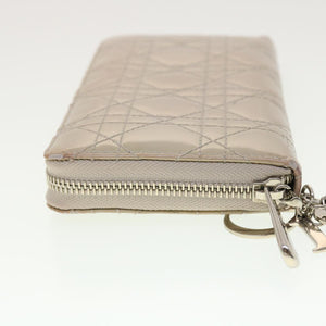 CHRISTIAN DIOR Lady Dior Wallet Patent leather Beige 02-LU-0172  bs4860